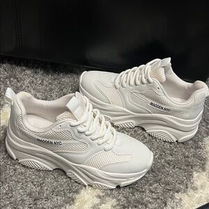 Madden NYC Women's All-White Platform Sneakers